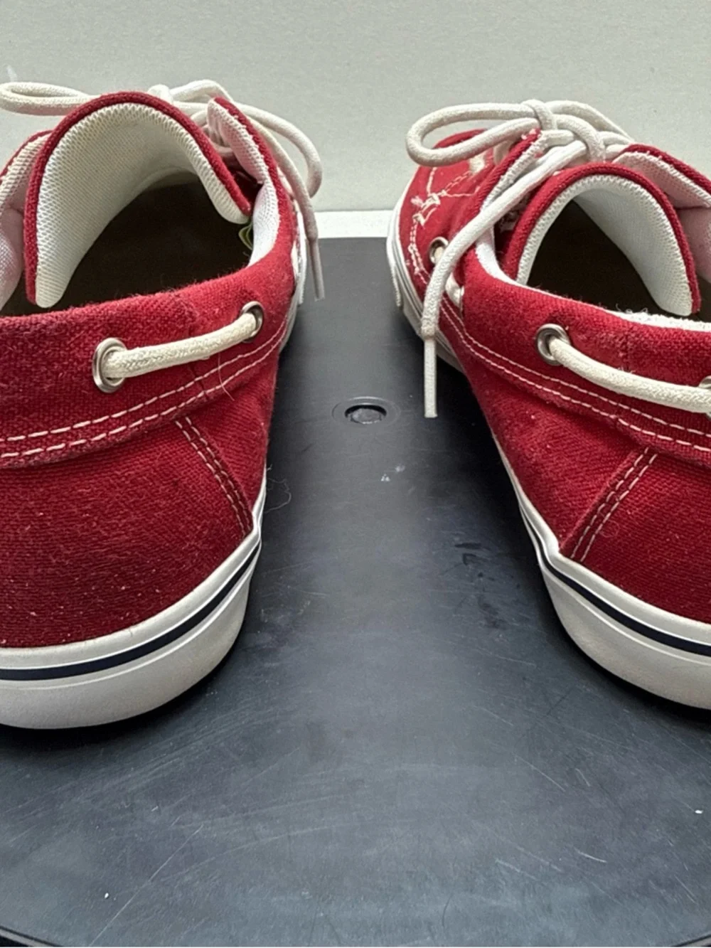 Timberland‎ Men’s Red Canvas Boat Shoes with White Laces